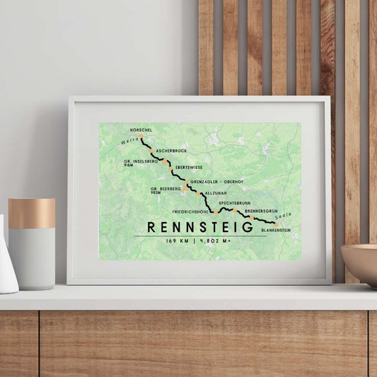 Rennsteig Trail Map Poster