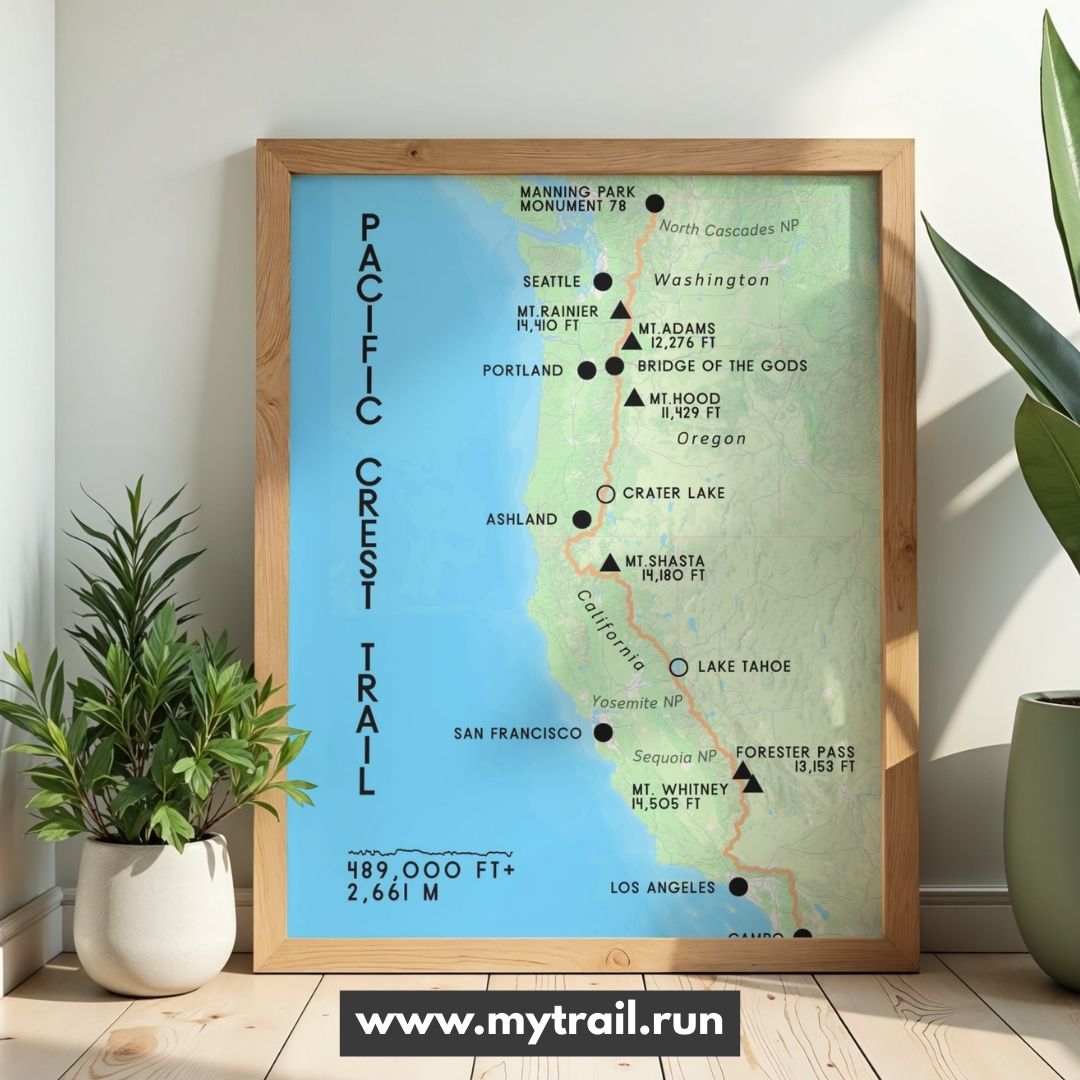 Pacific Crest Trail (PCT) Map Poster