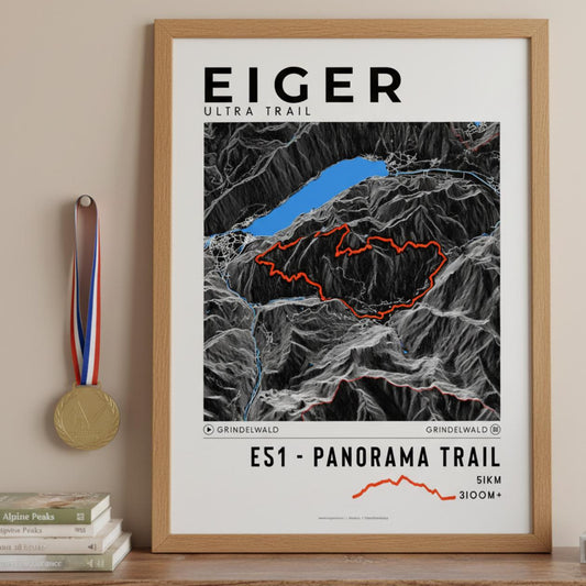 Framed poster of e51 eiger ultra trail dark legacy corner