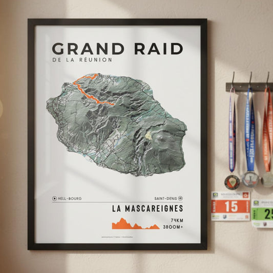 Framed Poster of Grand Raid De La Reunion La Mascareignes Light Finisher Wall
