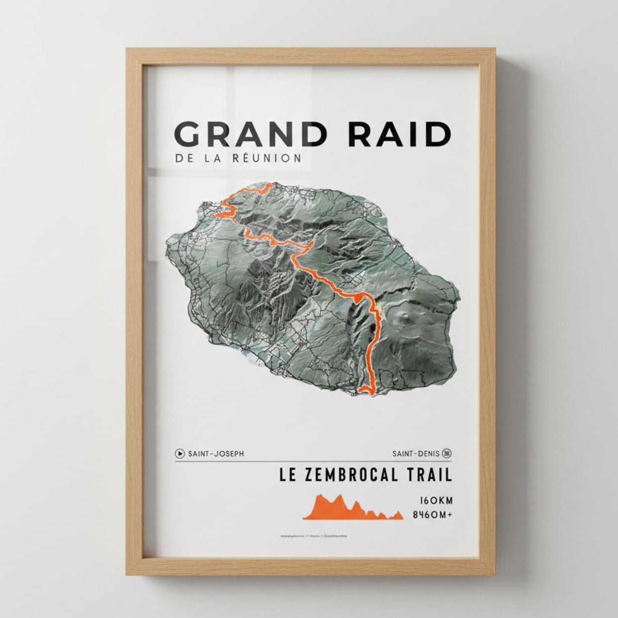 Framed Poster of Grand Raid De La Reunion Le Zembrocal Trail Light Ecommerce Studio