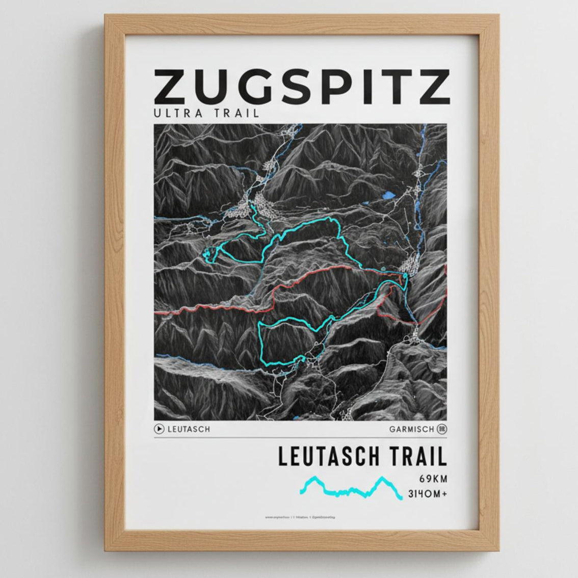 Framed poster of leutasch trail zugspitz ultra trail dark ecommerce studio