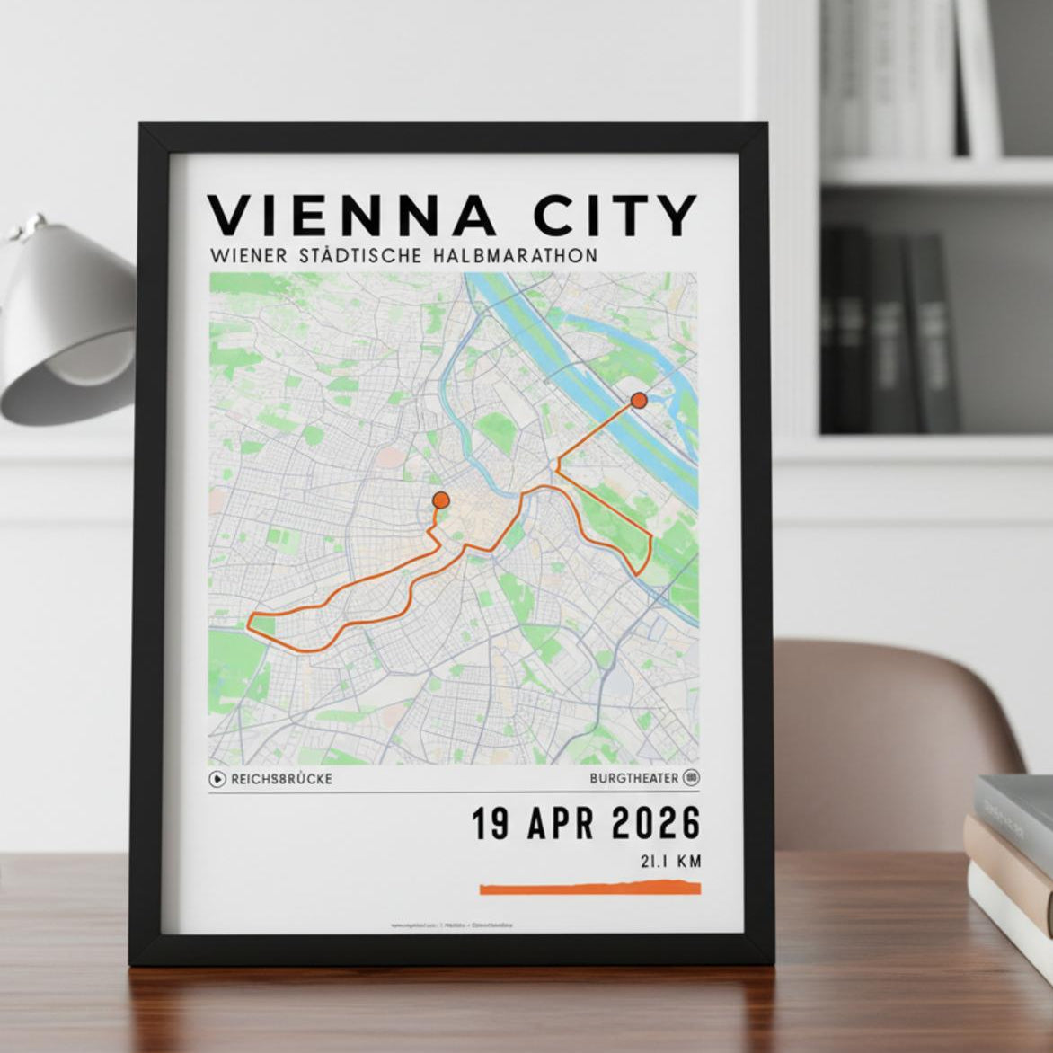 Framed Poster of Vienna City Half Marathon Light Bookshelf