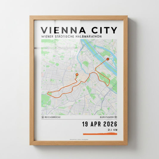 Framed Poster of Vienna City Half Marathon Light Ecommerce Studio