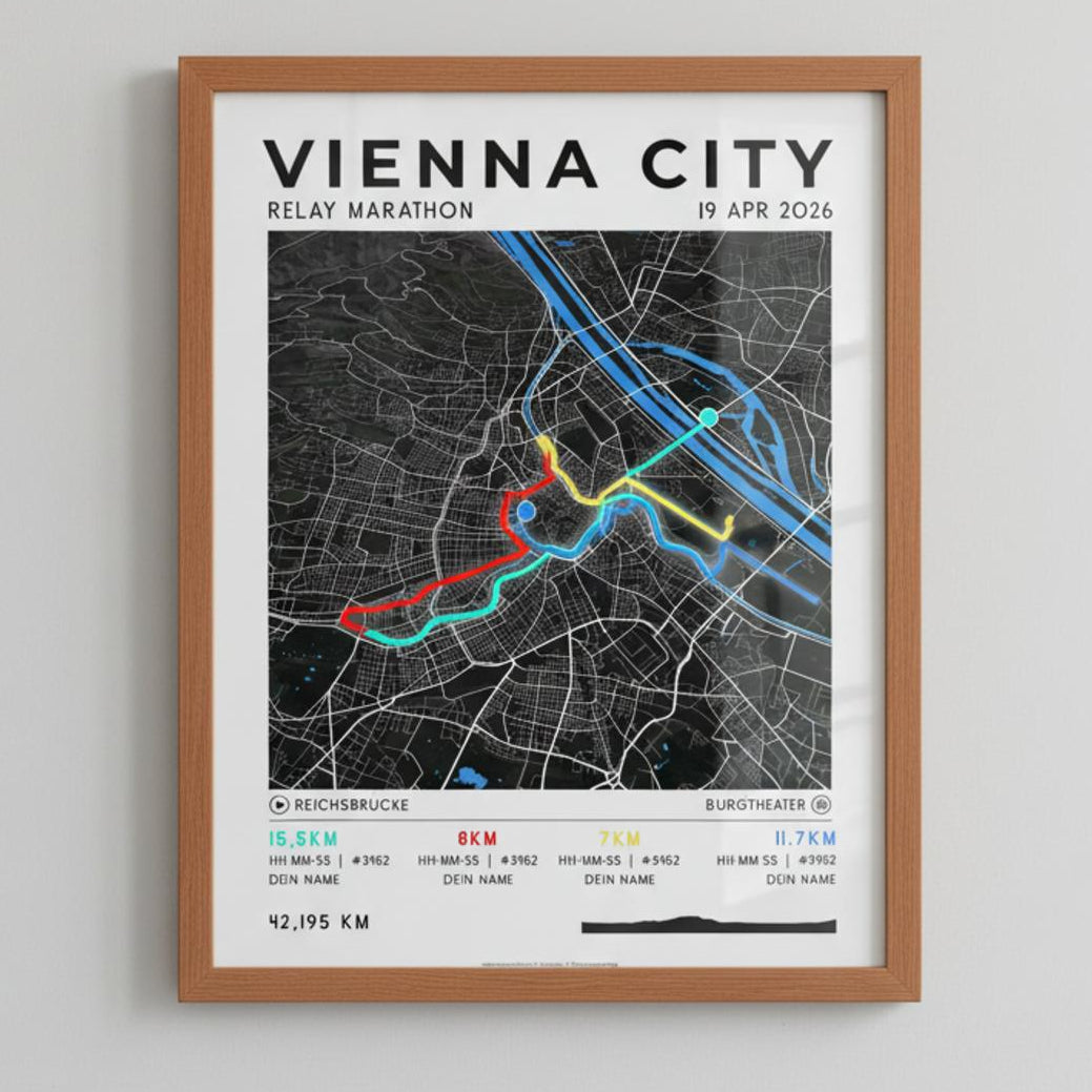 Framed Poster of Vienna City Marathon Relay Dark Ecommerce Studio