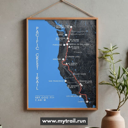 Pacific Crest Trail (PCT) Wanderkarte und Poster