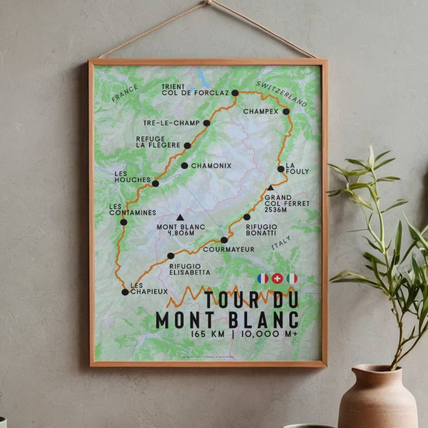 Tour du Mont Blanc Map Poster