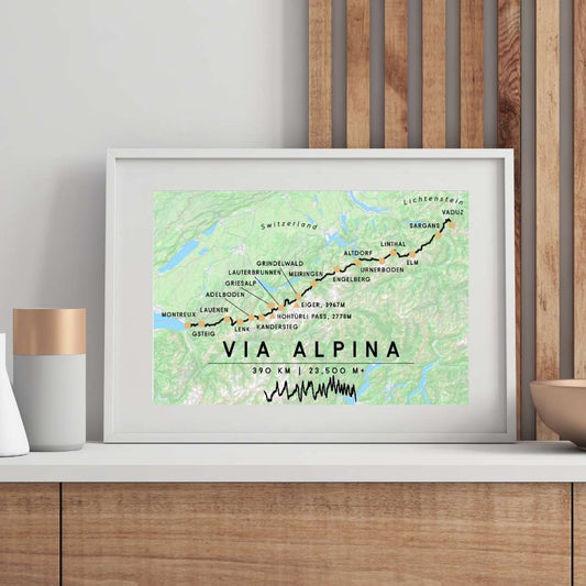 Via Alpina - Green Trail Map Poster