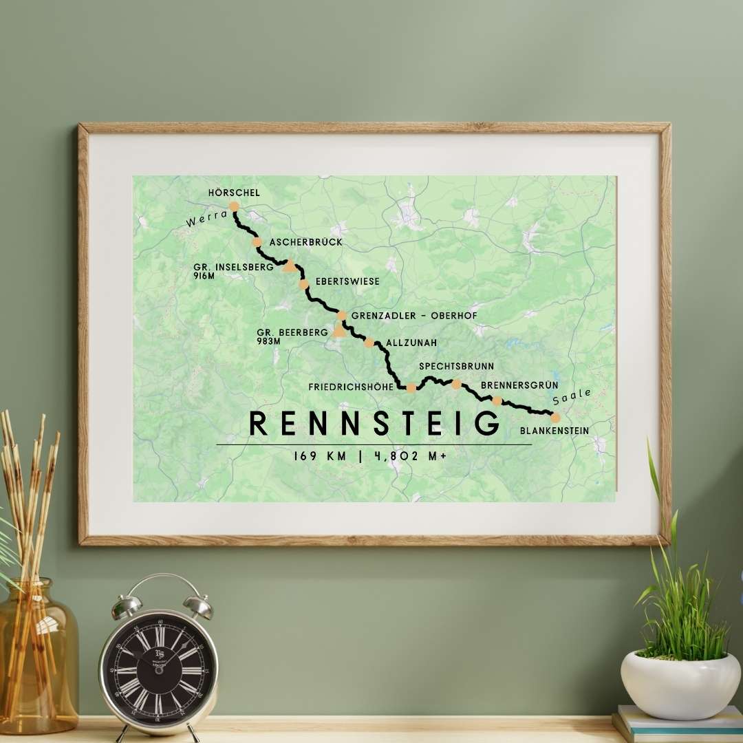 Rennsteig Trail Map Poster