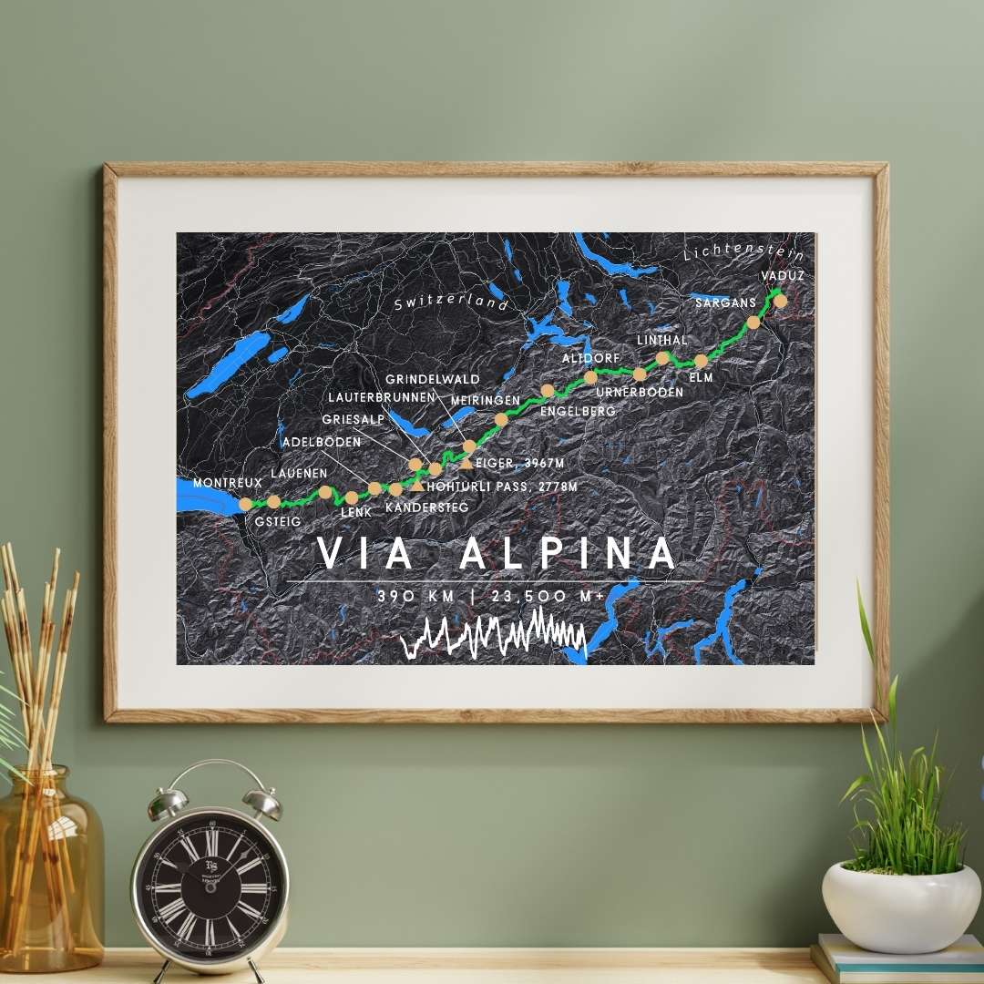 Via Alpina – Grüner Weg - Wanderkarte und Poster