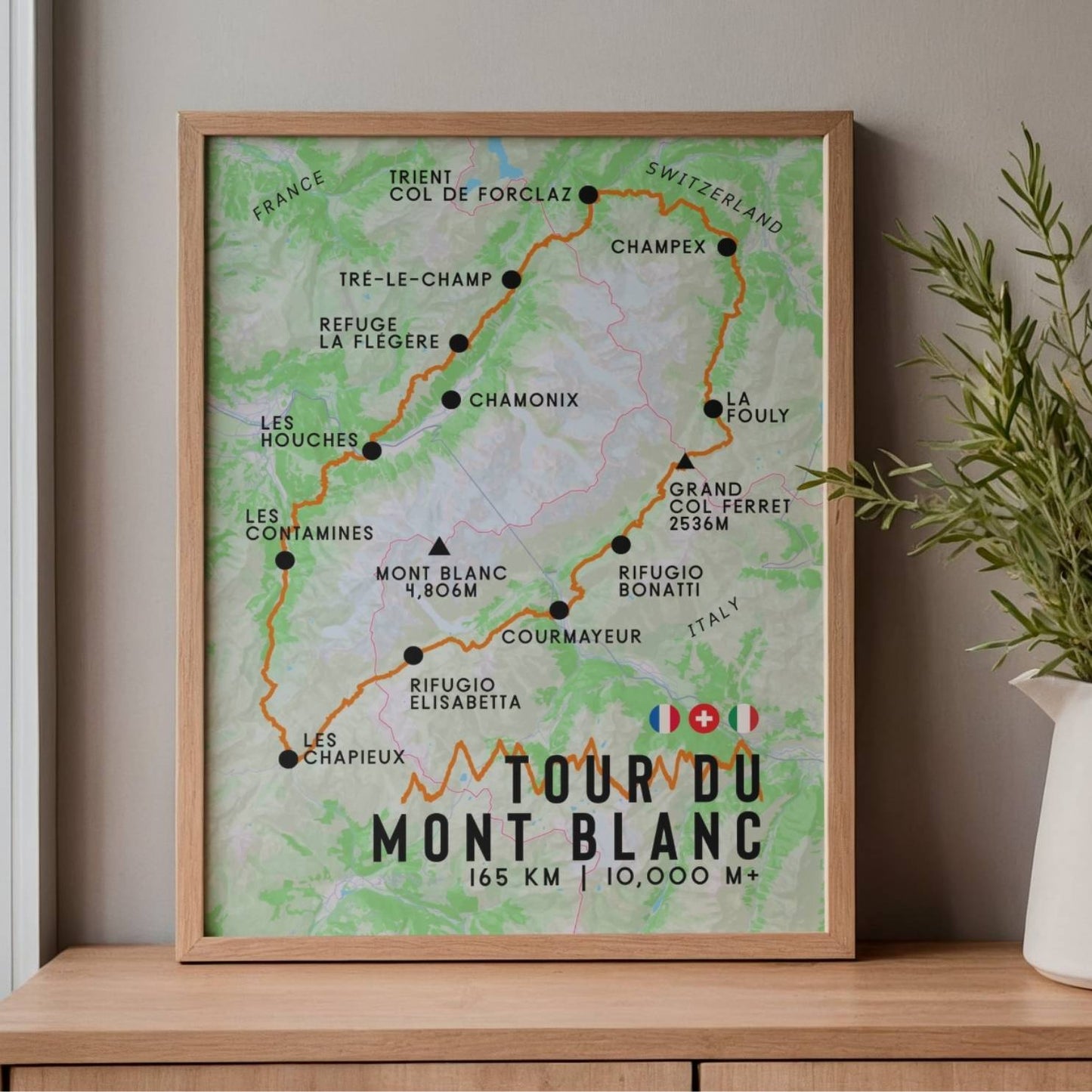 Tour du Mont Blanc Map Poster