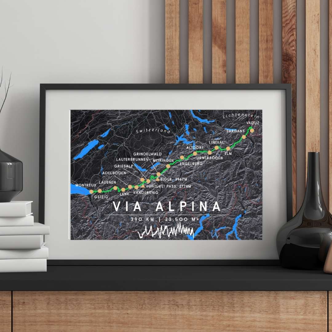 Via Alpina – Grüner Weg - Wanderkarte und Poster