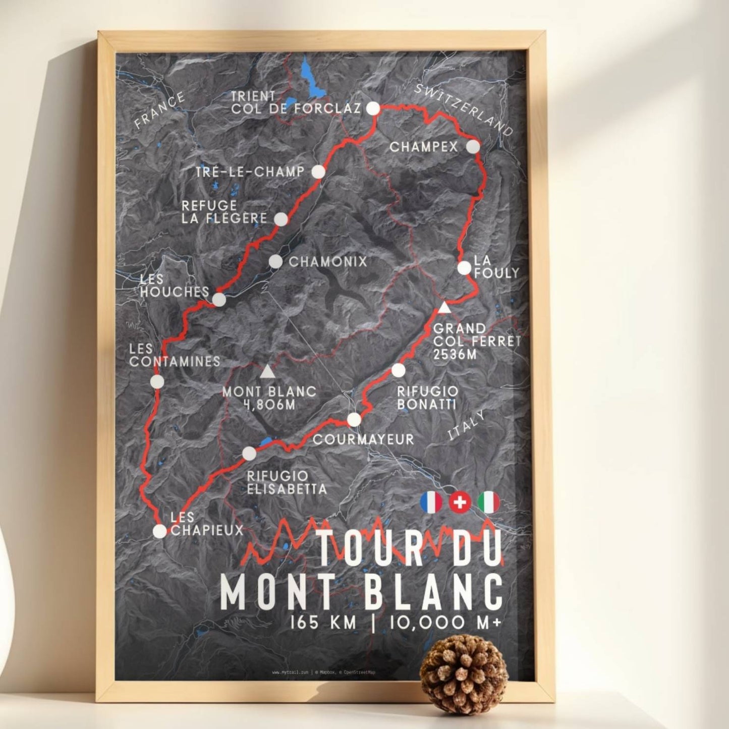 Tour du Mont Blanc Map Poster