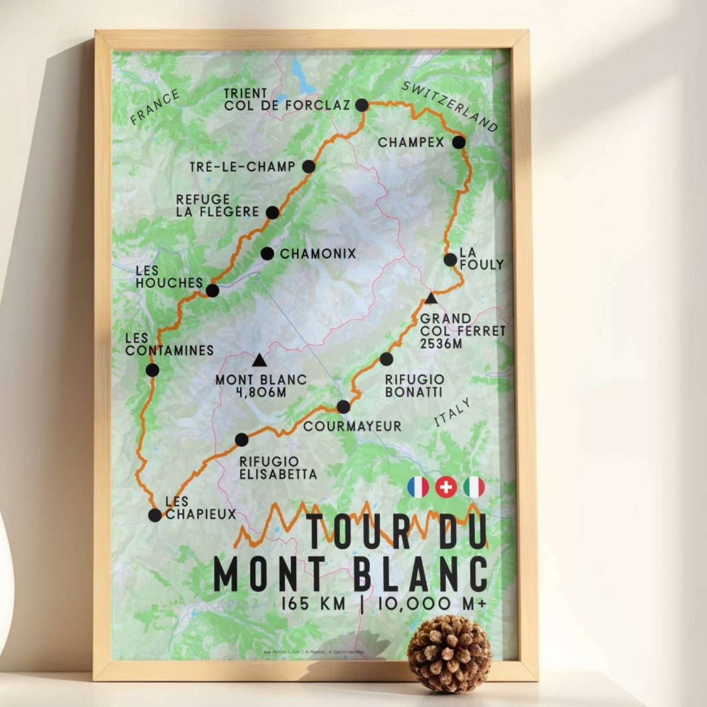 Tour du Mont Blanc Map Poster