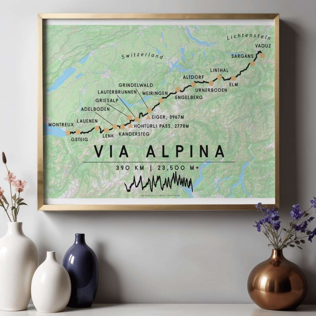 Via Alpina – Grüner Weg - Wanderkarte und Poster