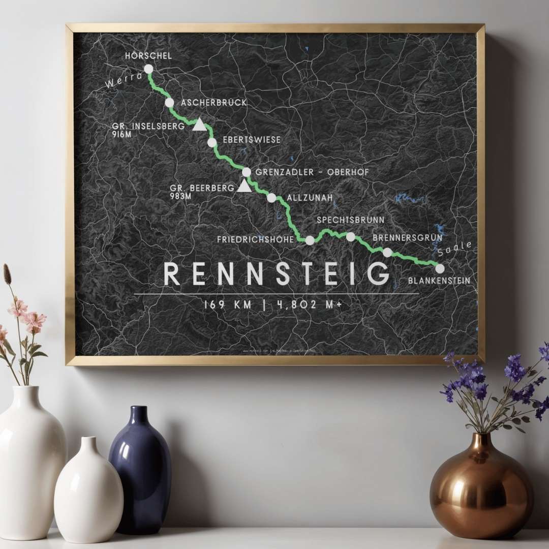 Rennsteig Trail Map Poster