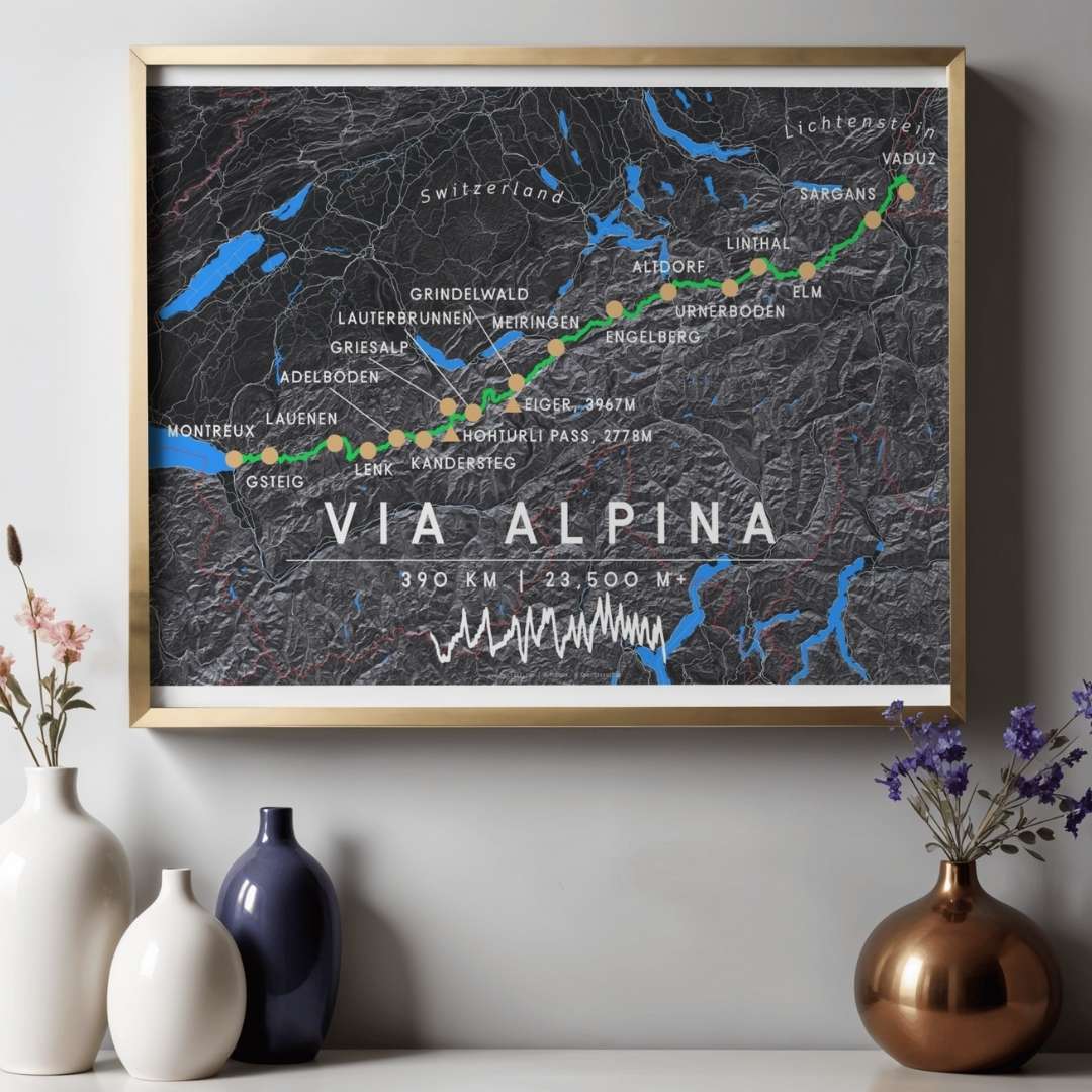 Via Alpina – Grüner Weg - Wanderkarte und Poster