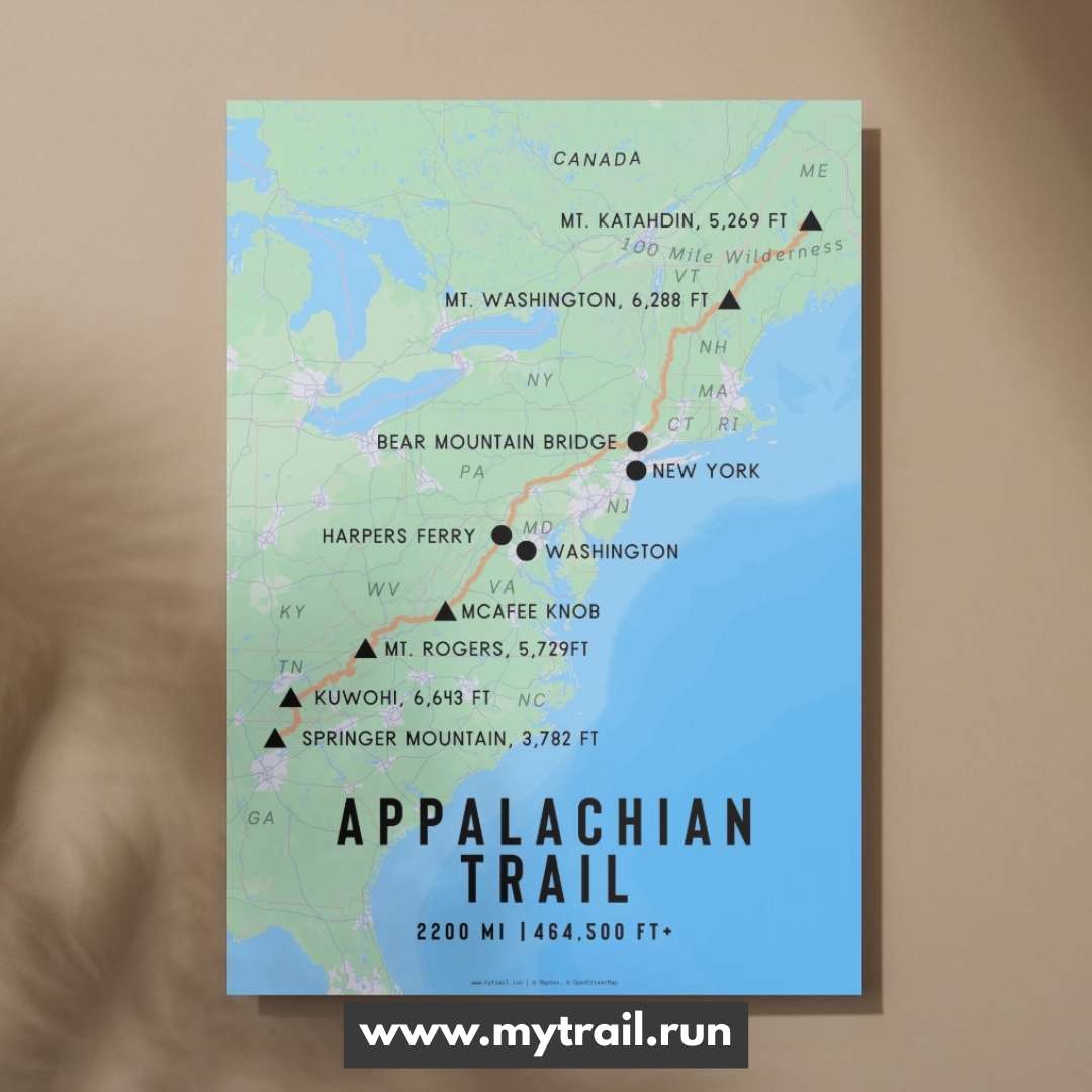 Appalachian Trail Map Poster