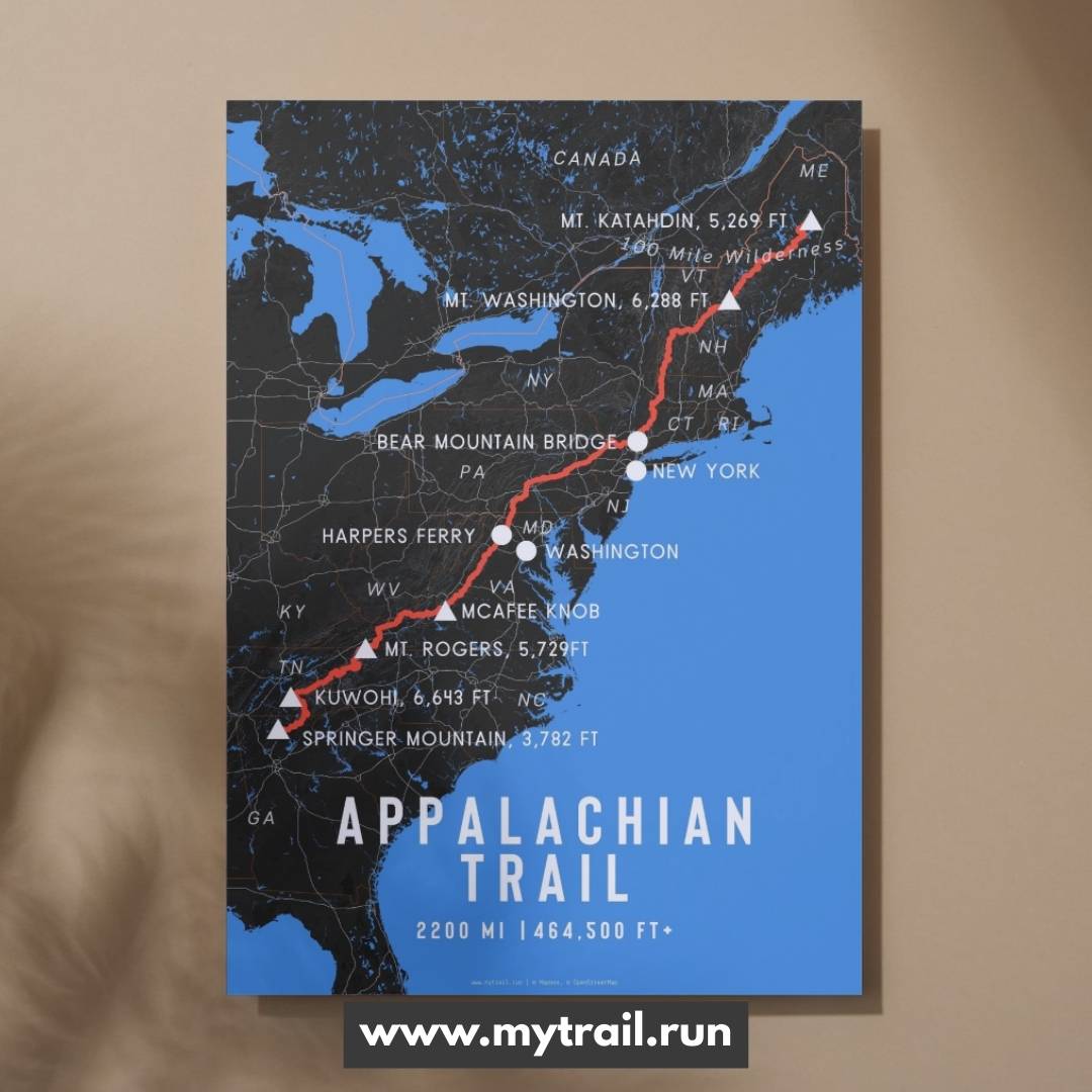 Appalachian Trail Map Poster