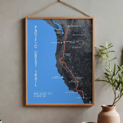 Pacific Crest Trail (PCT) Map Poster