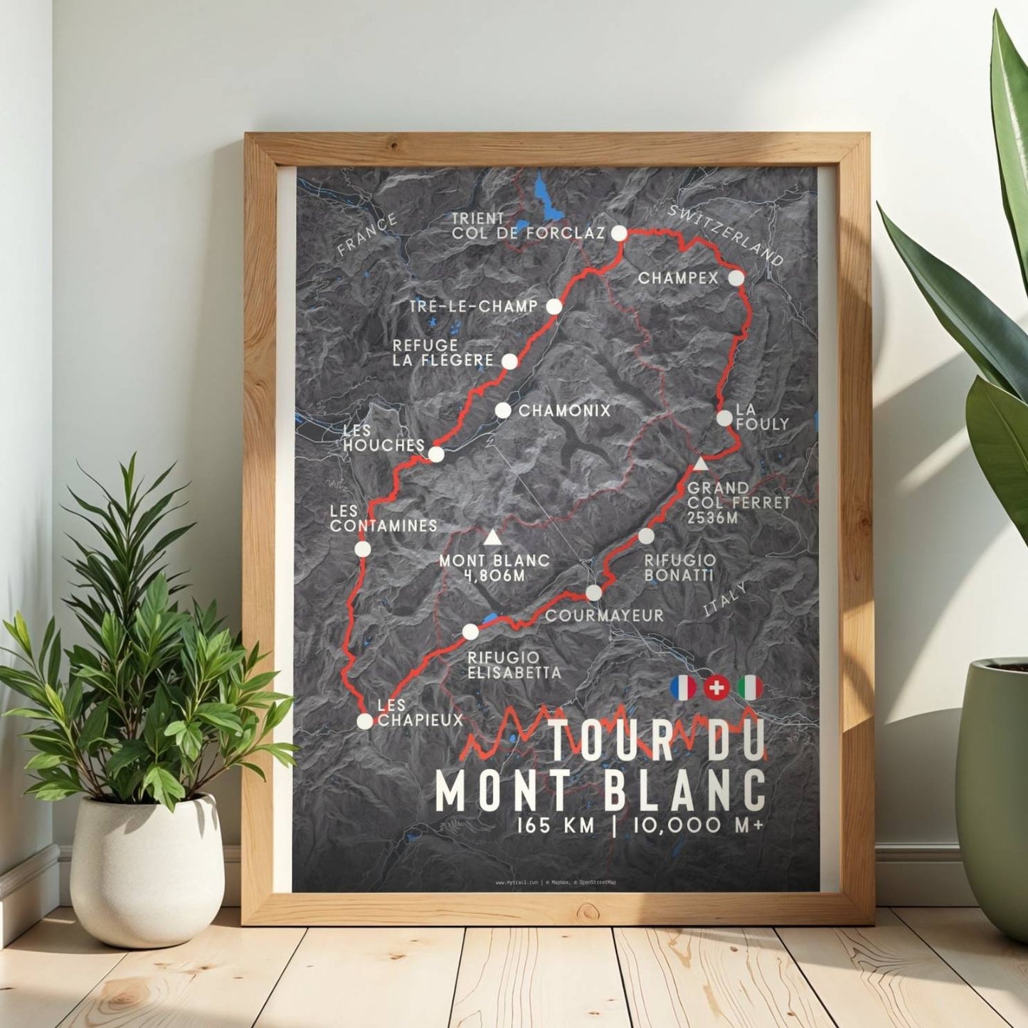 Tour du Mont Blanc Map Poster