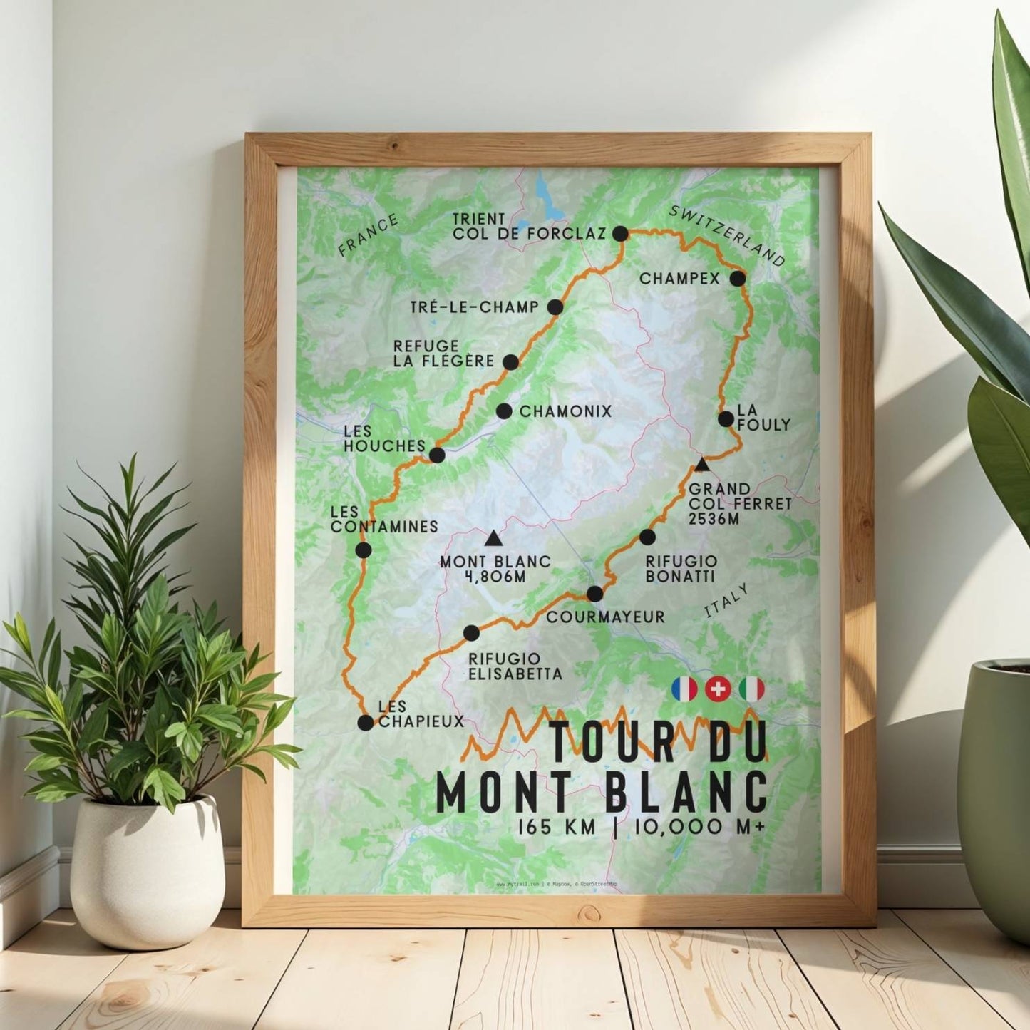 Tour du Mont Blanc Map Poster