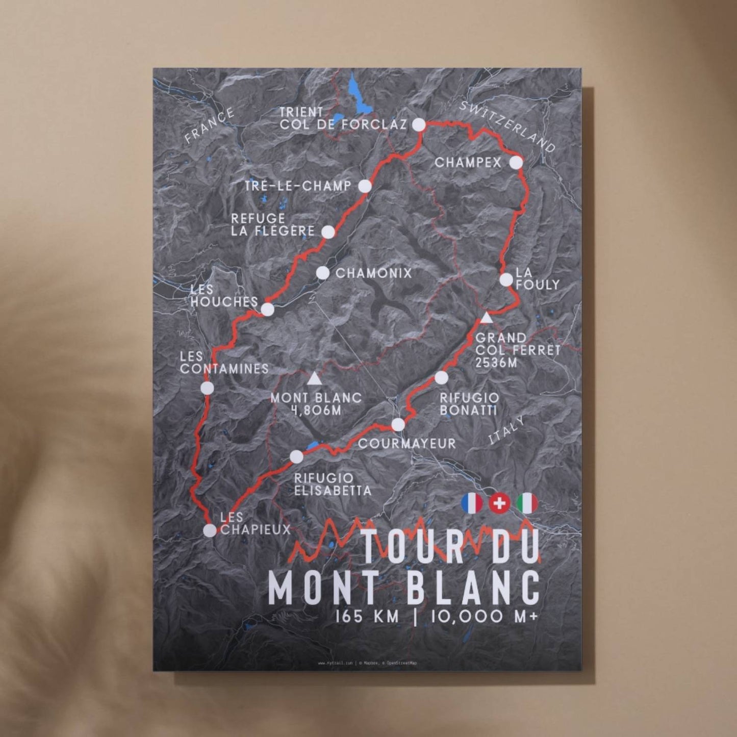 Tour du Mont Blanc Map Poster