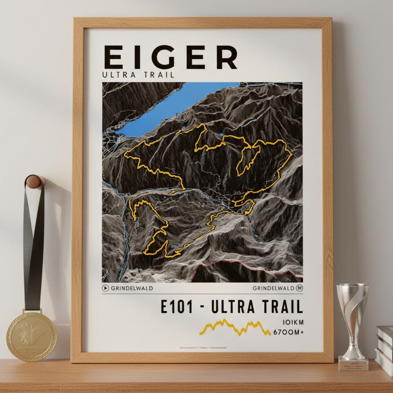Framed poster of e101 eiger ultra trail dark legacy corner