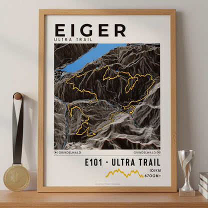 Framed poster of e101 eiger ultra trail dark legacy corner