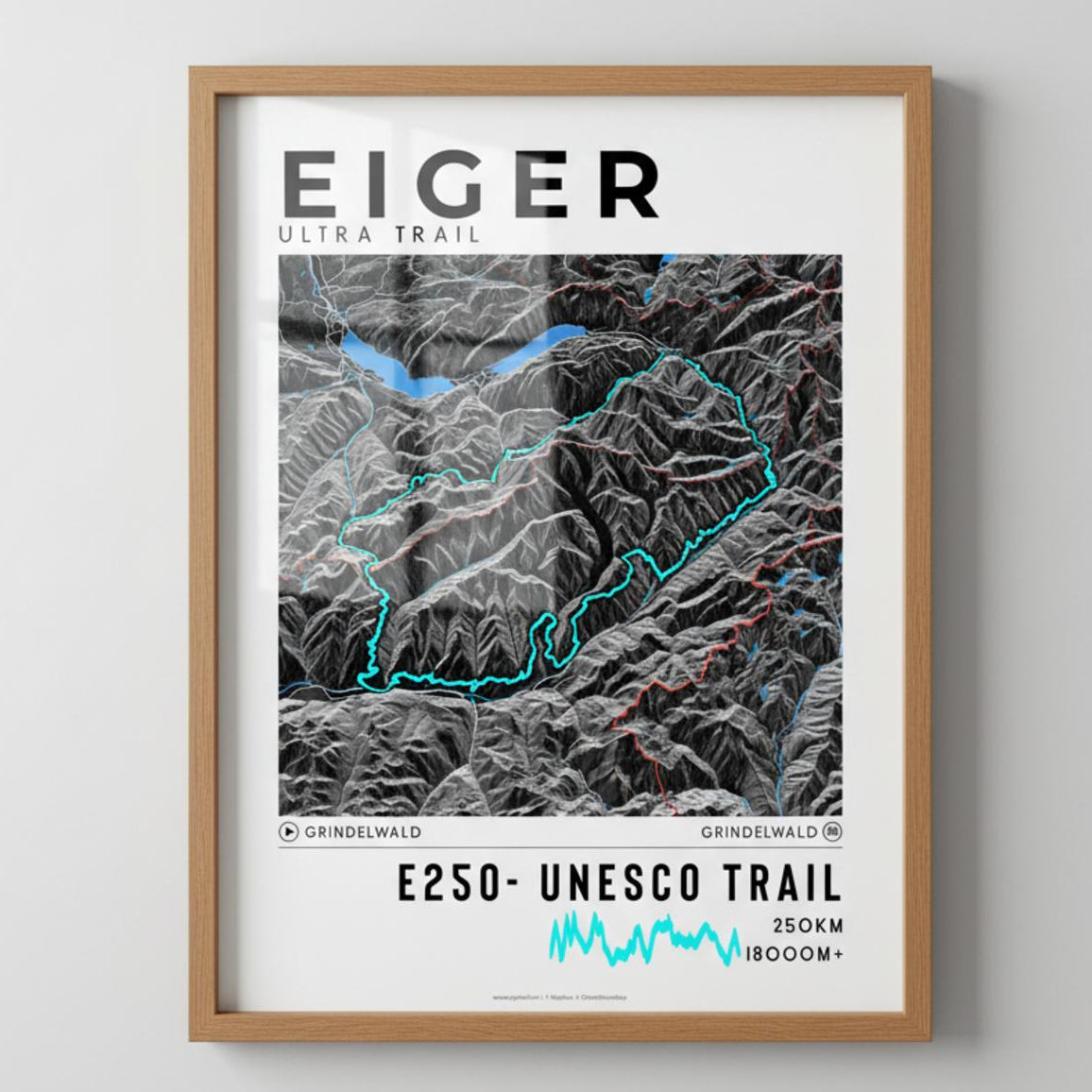 Framed poster of e250 eiger ultra trail dark ecommerce studio