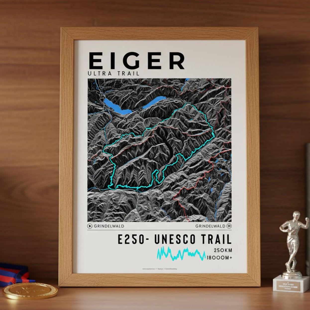 Framed poster of e250 eiger ultra trail dark legacy corner