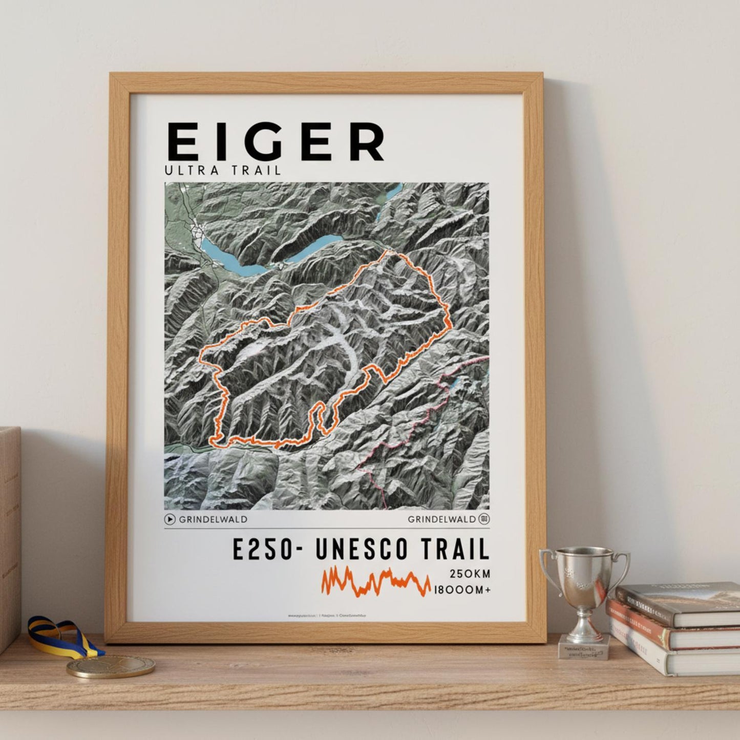 Framed poster of e250 eiger ultra trail light legacy corner
