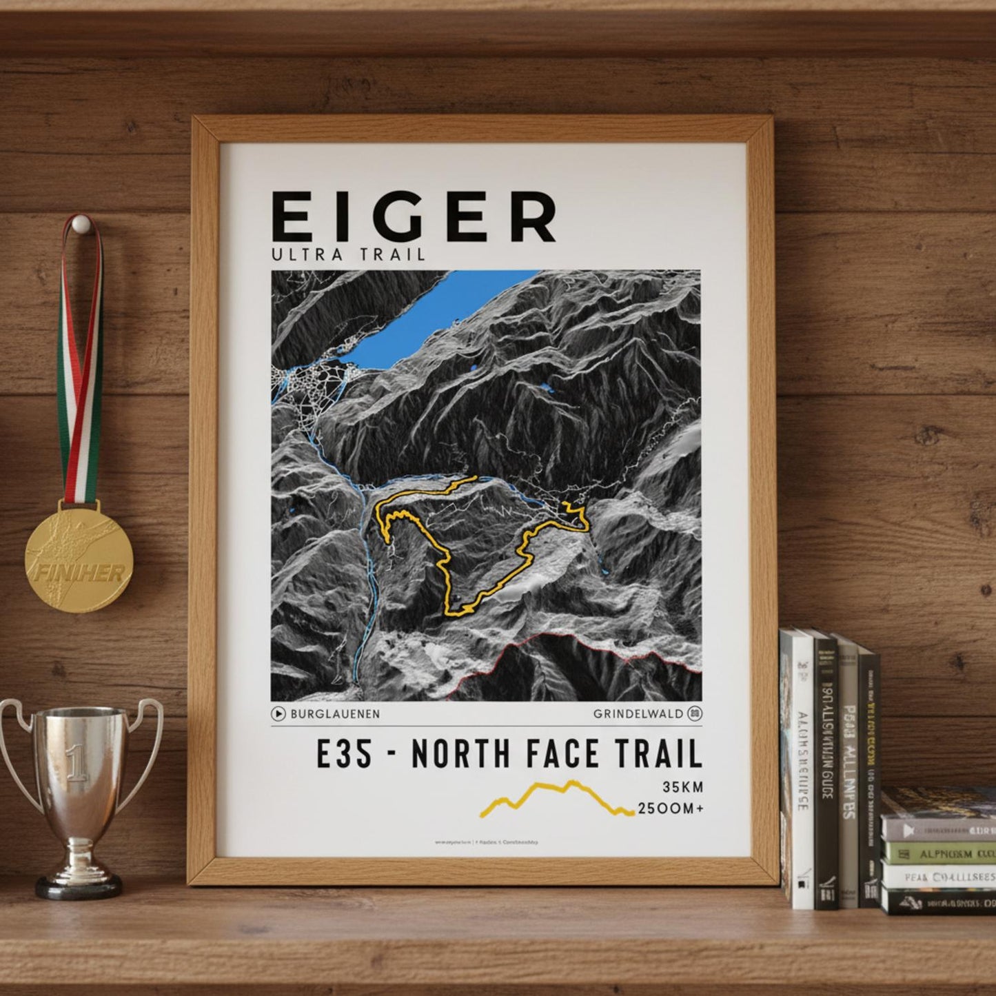 Framed poster of e35 eiger ultra trail dark legacy corner