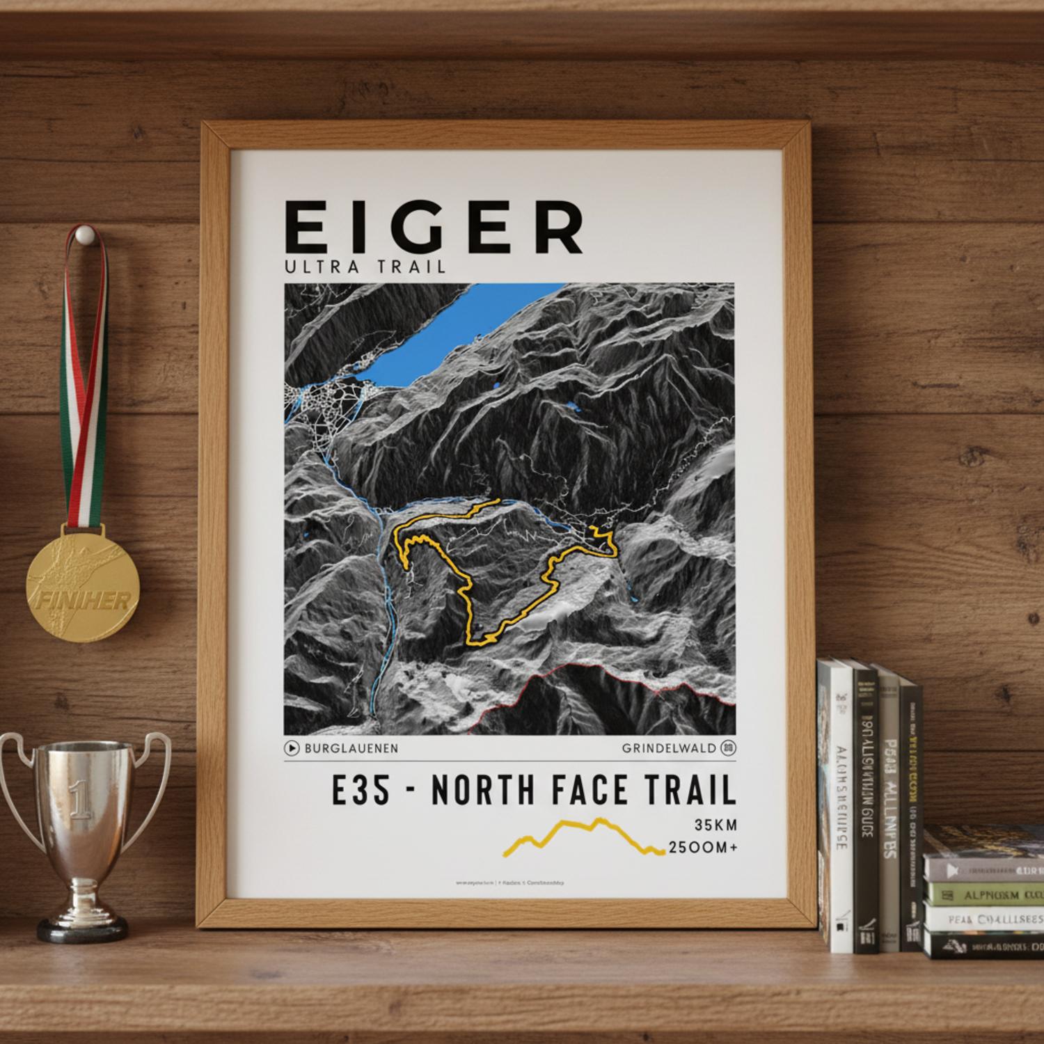 Framed poster of e35 eiger ultra trail dark legacy corner