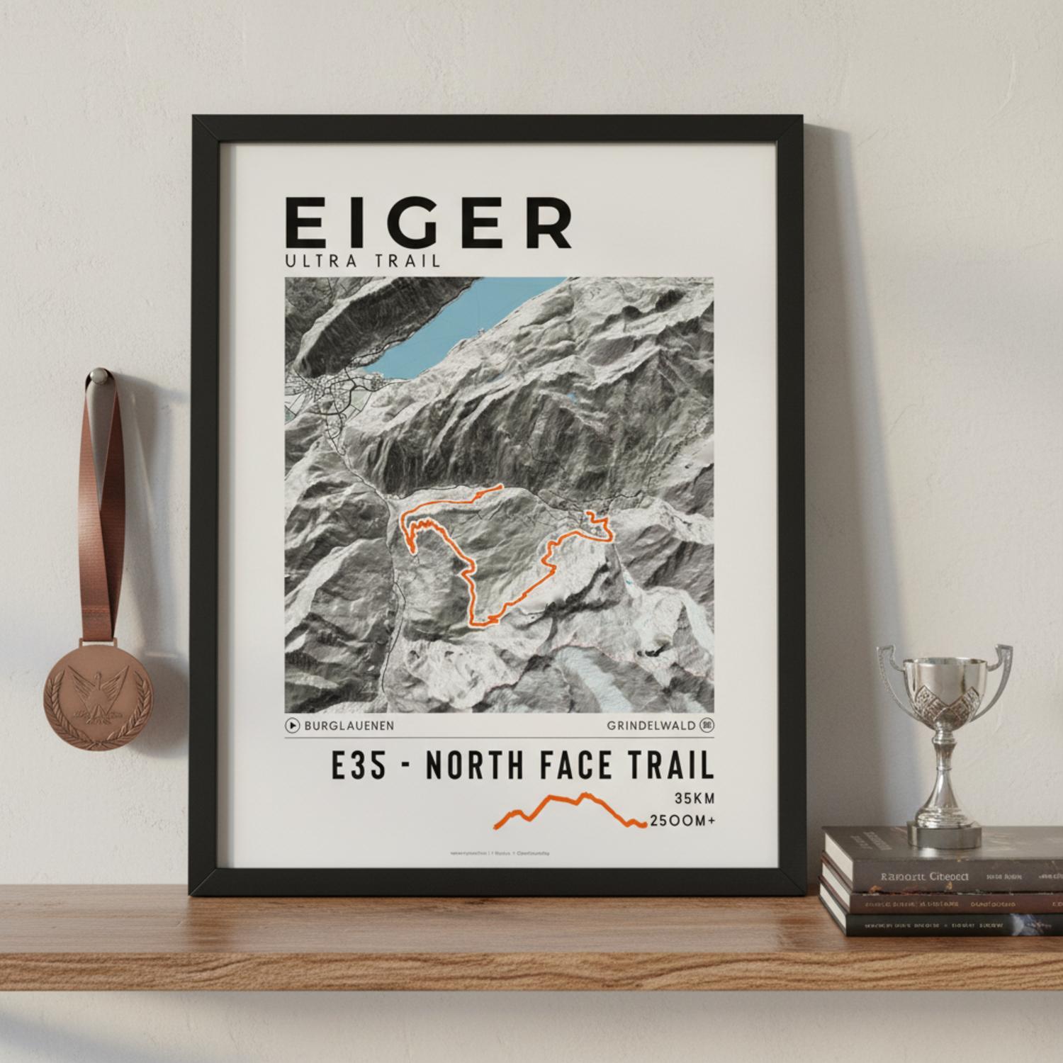 Framed poster of e35 eiger ultra trail light legacy corner