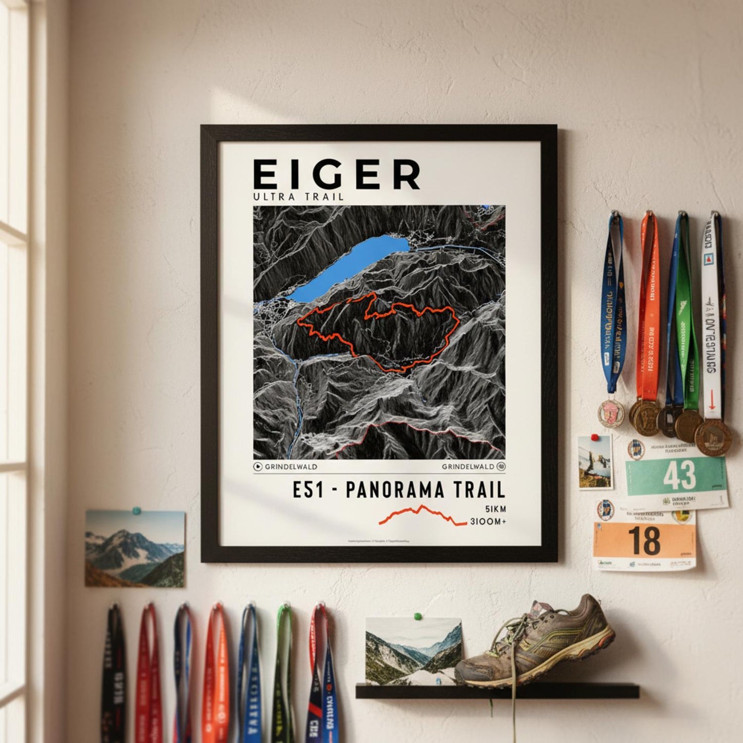 Framed poster of e51 eiger ultra trail dark finisher wall