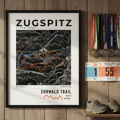 Framed poster of ehrwald trail zugspitz ultra trail dark finisher wall