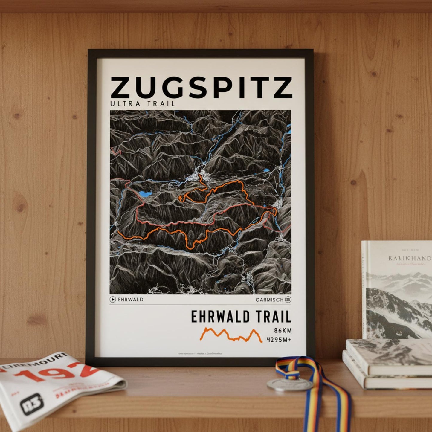 Framed poster of ehrwald trail zugspitz ultra trail dark legacy corner