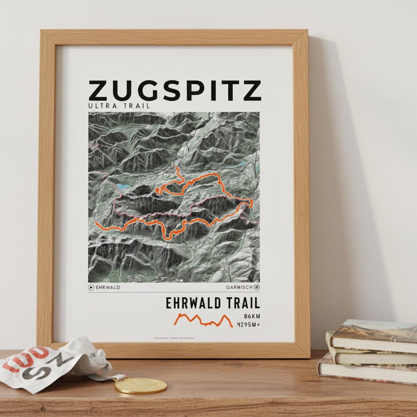 Framed poster of ehrwald trail zugspitz ultra trail light legacy corner