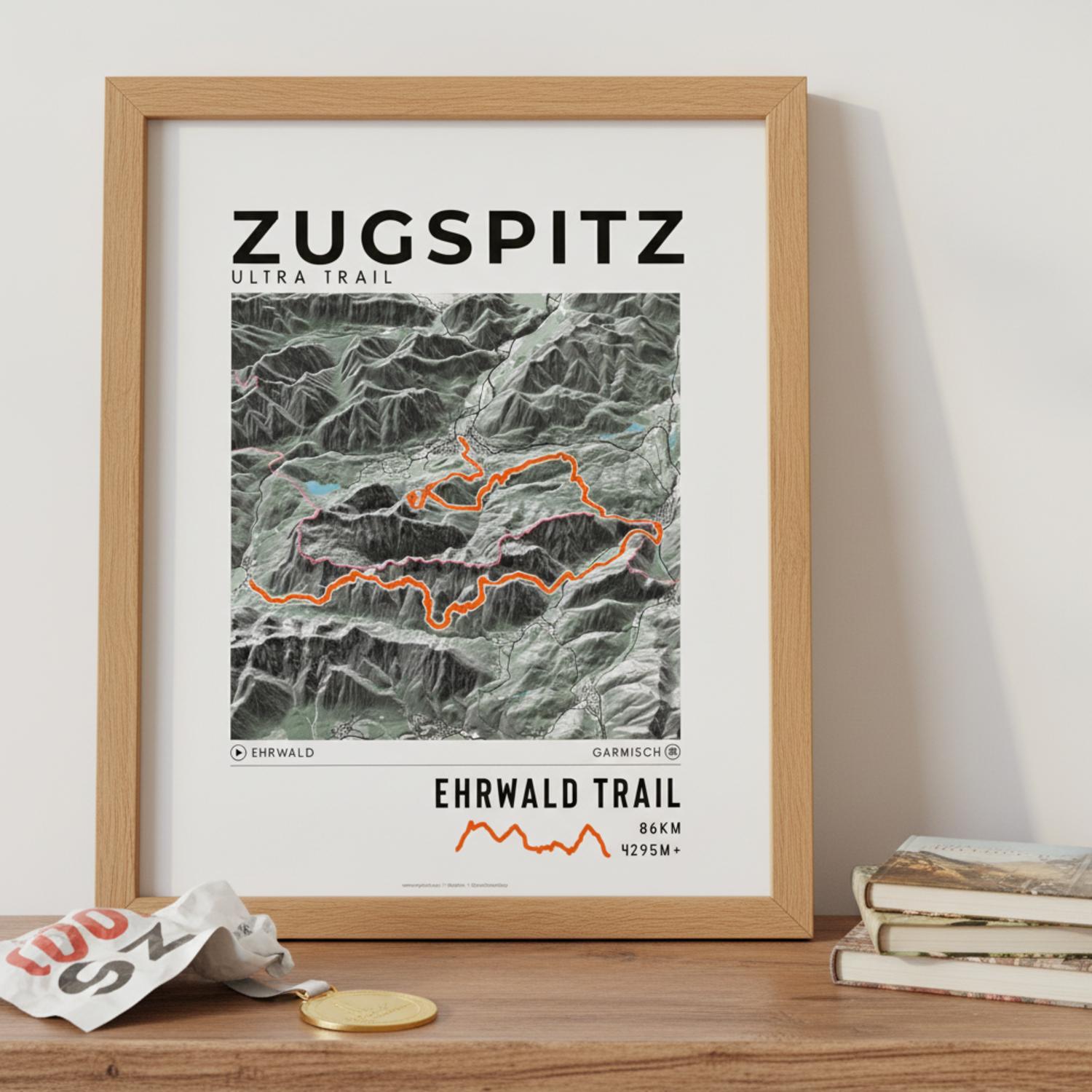 Framed poster of ehrwald trail zugspitz ultra trail light legacy corner