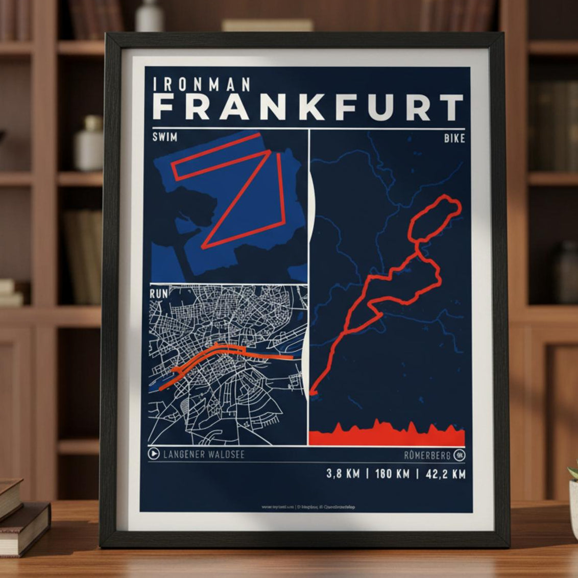 Framed Poster of Frankfurt Ironman Dark Bookshelf