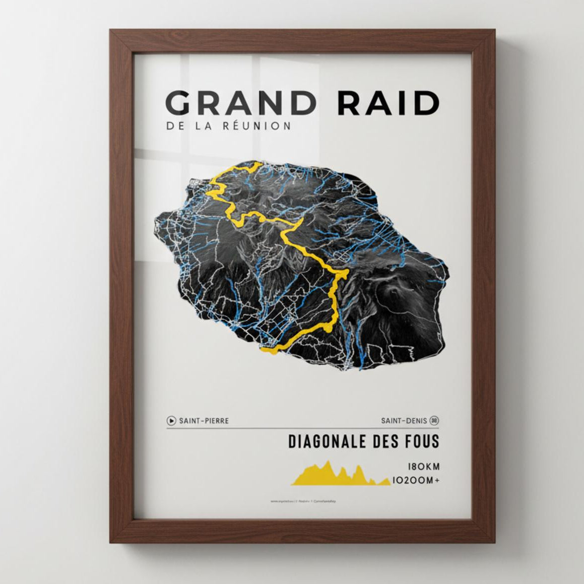 Framed Poster of Grand Raid De La Reunion Diagonale Des Fous Dark Ecommerce Studio