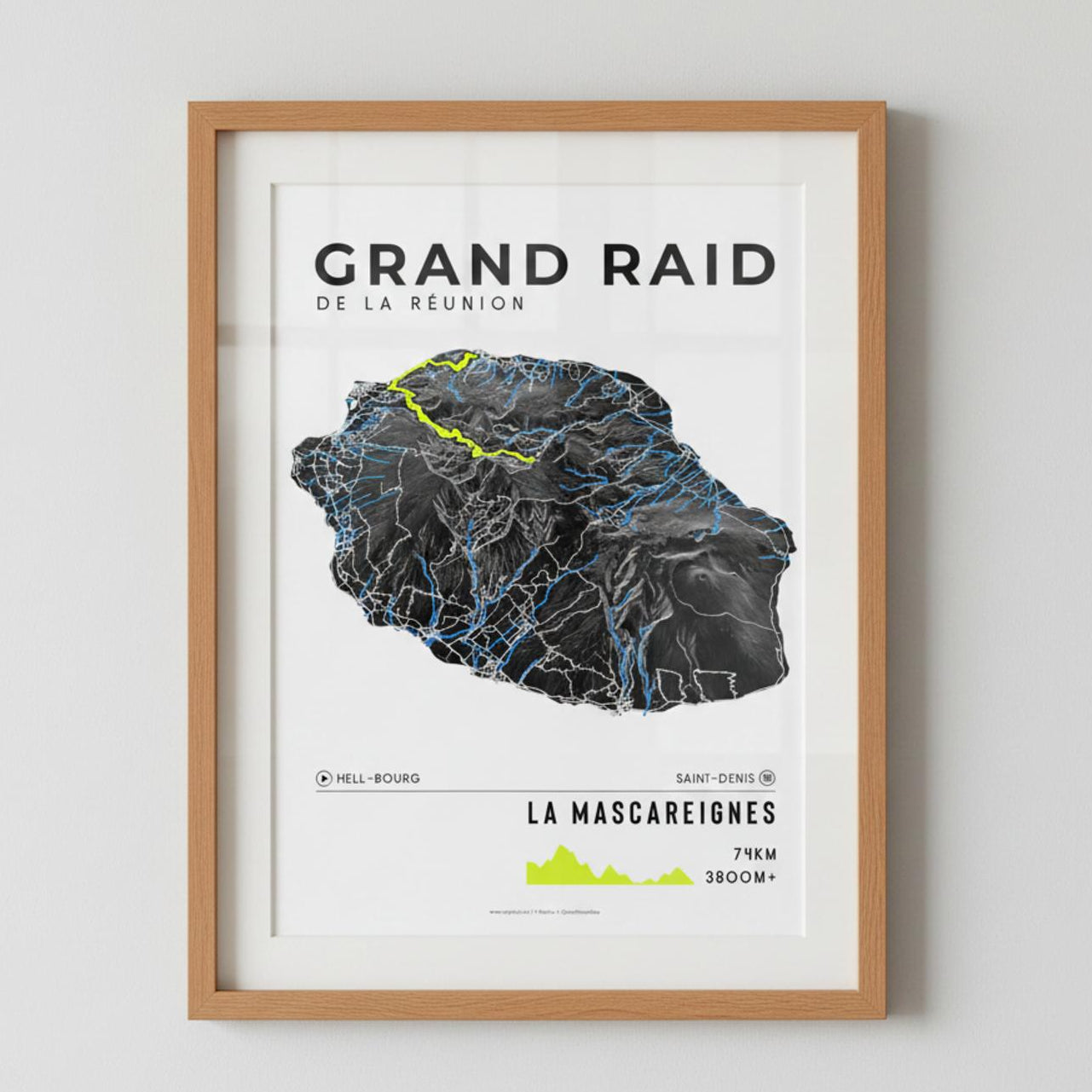 Framed Poster of Grand Raid De La Reunion La Mascareignes Dark Ecommerce Studio