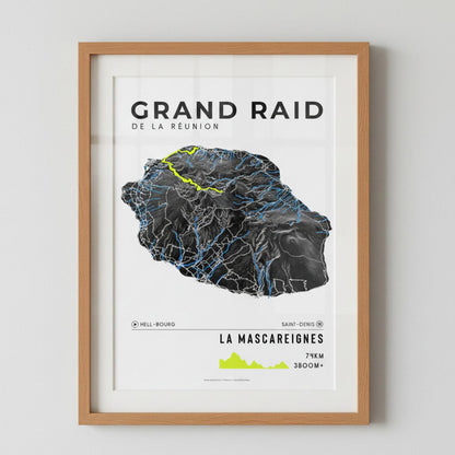 Framed Poster of Grand Raid De La Reunion La Mascareignes Dark Ecommerce Studio