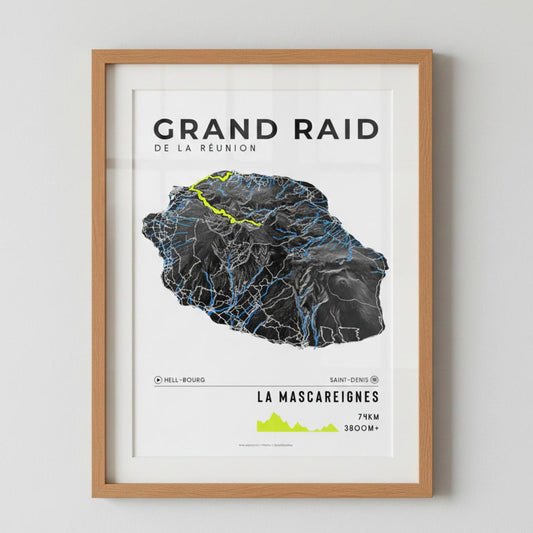 Framed Poster of Grand Raid De La Reunion La Mascareignes Dark Ecommerce Studio