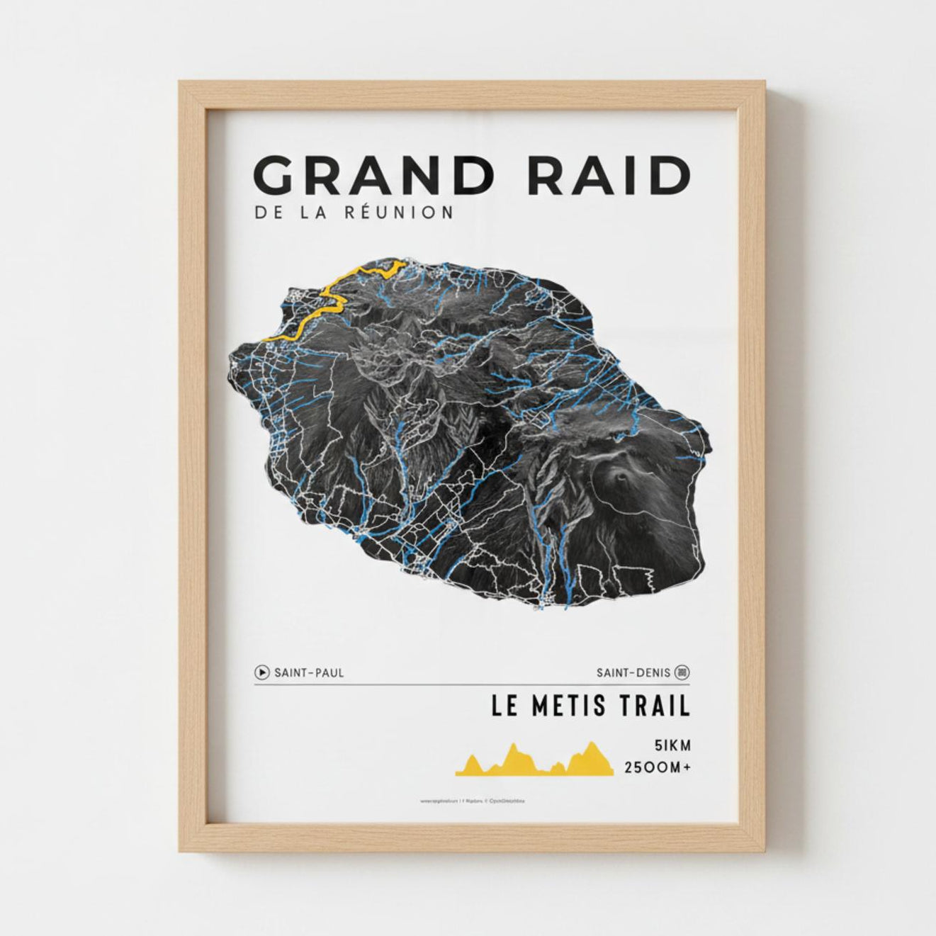 Framed Poster of Grand Raid De La Reunion Le Metis Trail Dark Ecommerce Studio