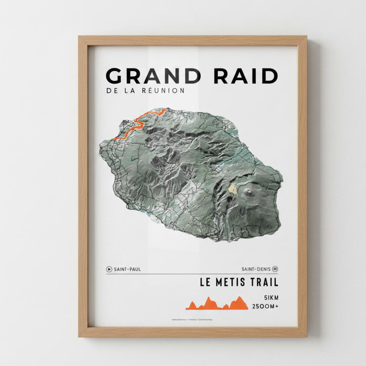 Framed Poster of Grand Raid De La Reunion Le Metis Trail Light Ecommerce Studio