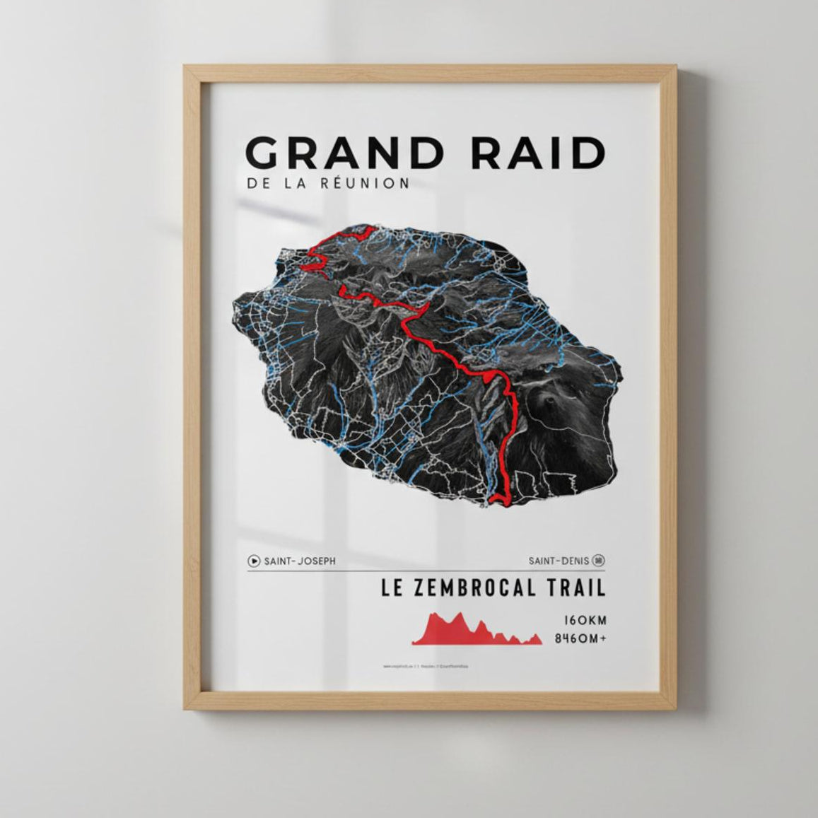 Framed Poster of Grand Raid De La Reunion Le Zembrocal Trail Dark Ecommerce Studio