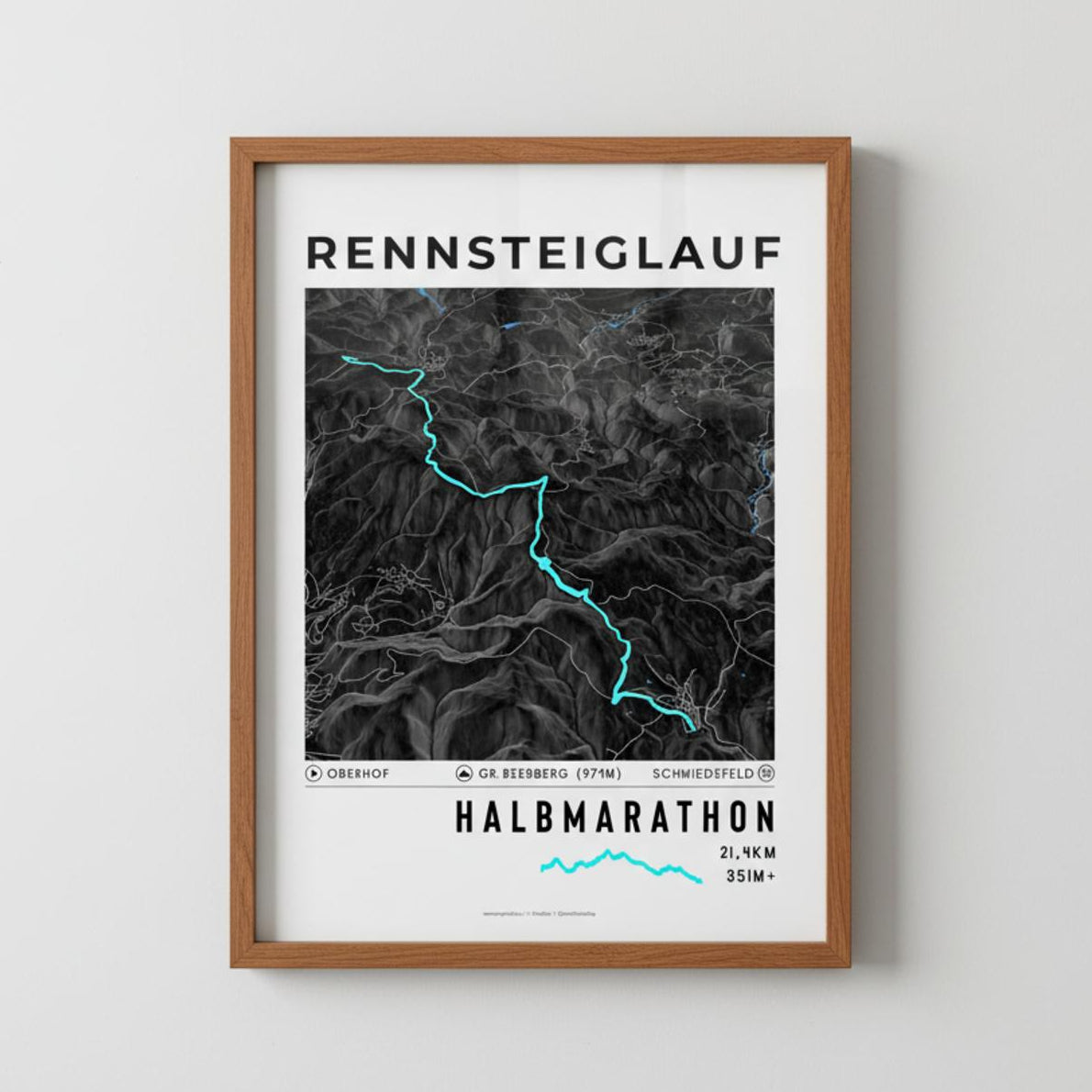 Framed Poster of Halbmarathon Rennsteiglauf Dark Ecommerce Studio