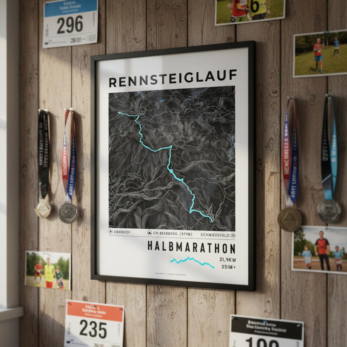 Framed Poster of Halbmarathon Rennsteiglauf Dark Finisher Wall